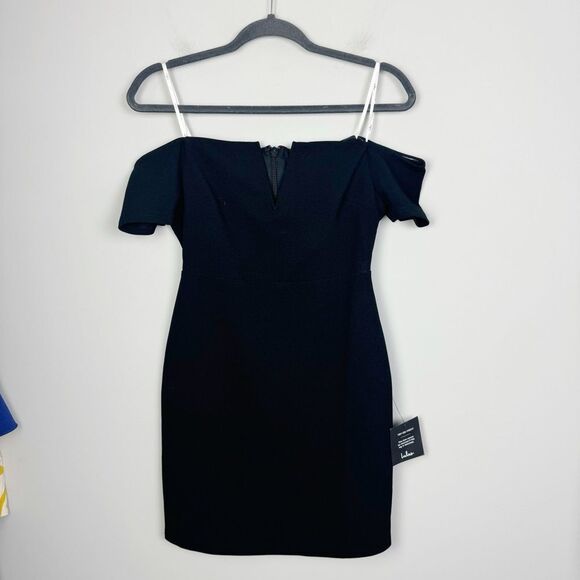 LULU’S | NEW Cheers To This Black Off the Shoulder Bodycon Dress Women’s Size M - Picture 4 of 10